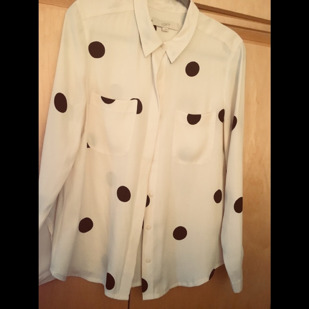 Loft Button Down Polka Dot Blouse - image 1